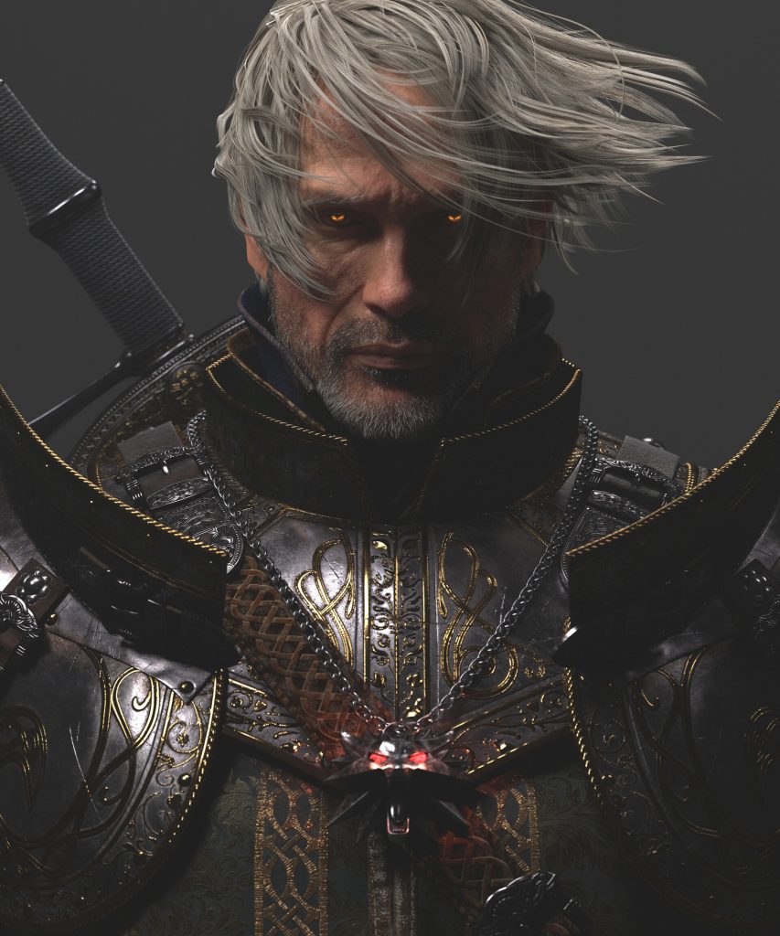 Wiedźmin Mads Mikkelsen jako Geralt fanarty Wonki Cho5
