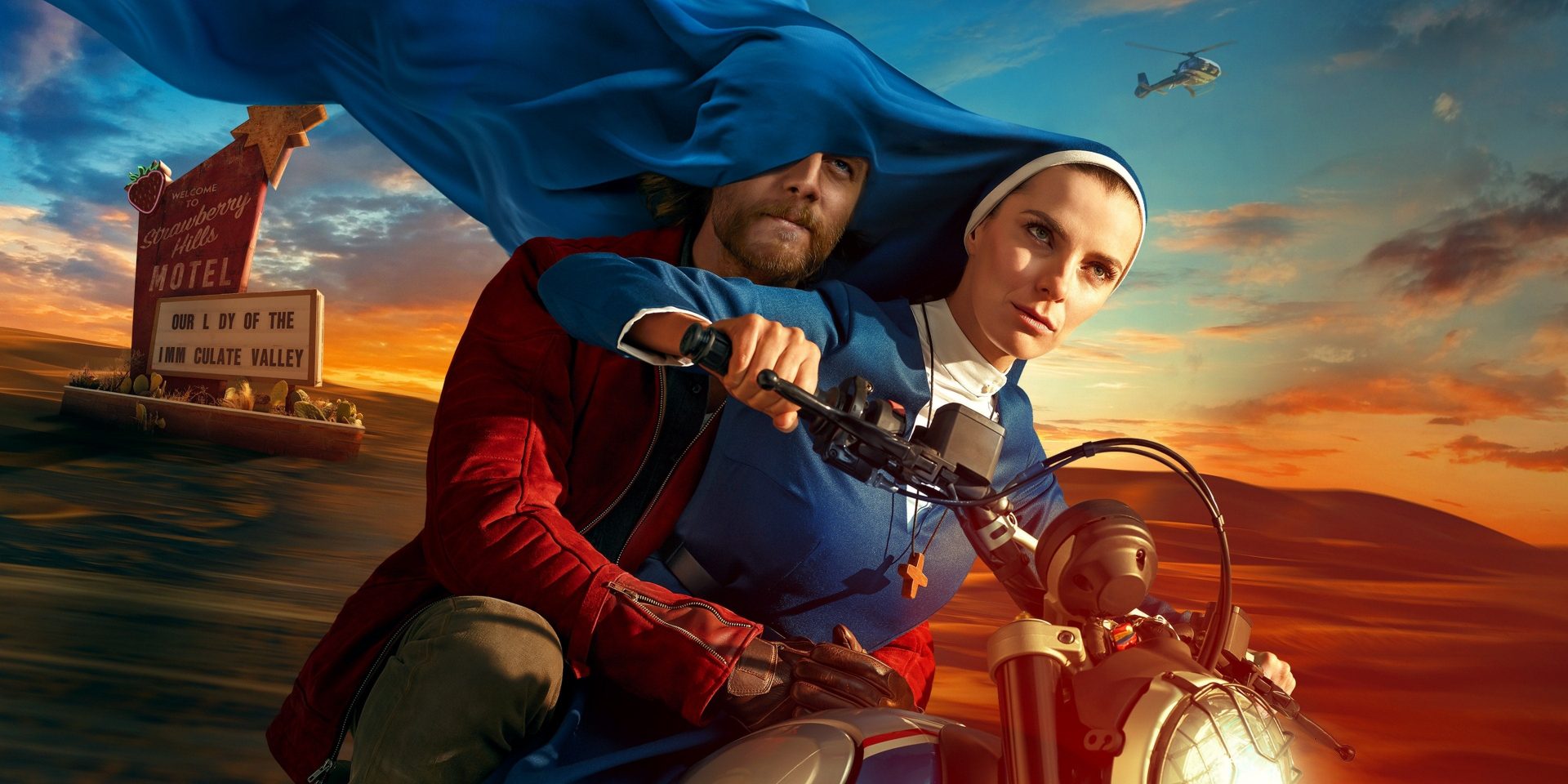 Betty Gilpin nie przepada za habitem z "Pani Davis" – i ma dobry powód. A czy to ona szaleje na motorze?